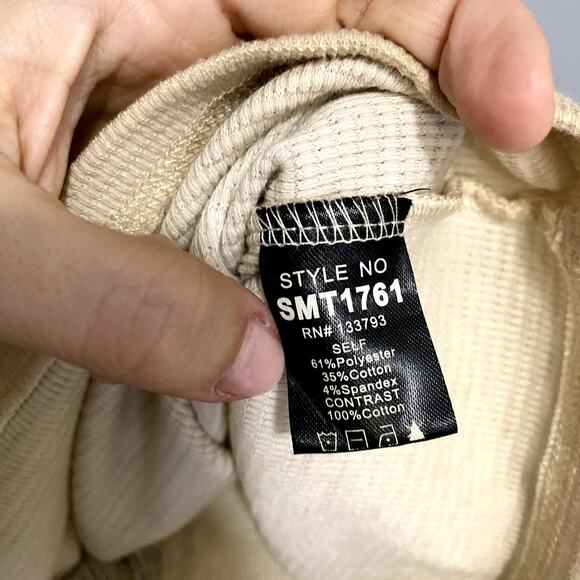 POL Cream Patchwork Bandana V-neck Oversized Multi Media Boho Western Top S - Picture 2 of 6